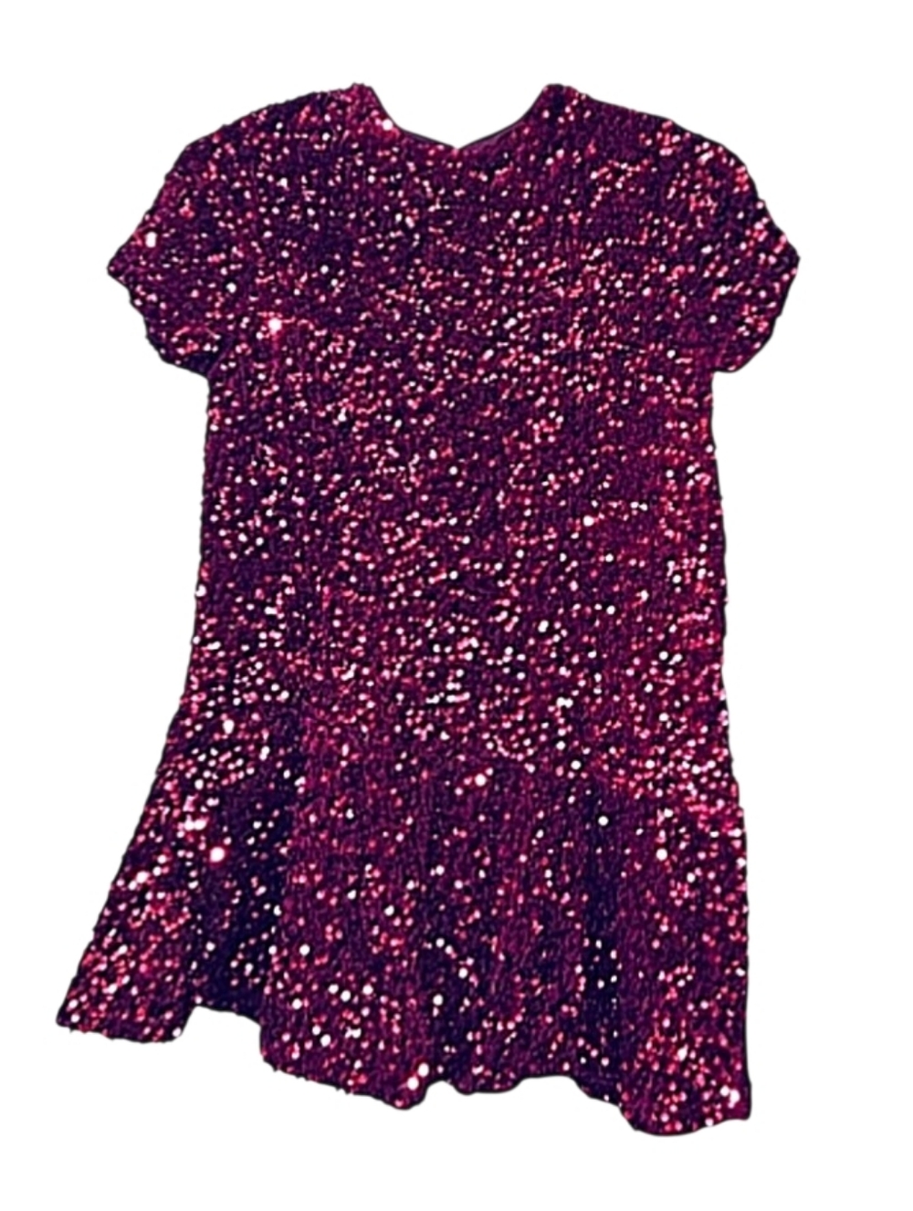 Zara Girls Red Burgundy Velvet Sequin Dress Asymmetrical Hem 13-14